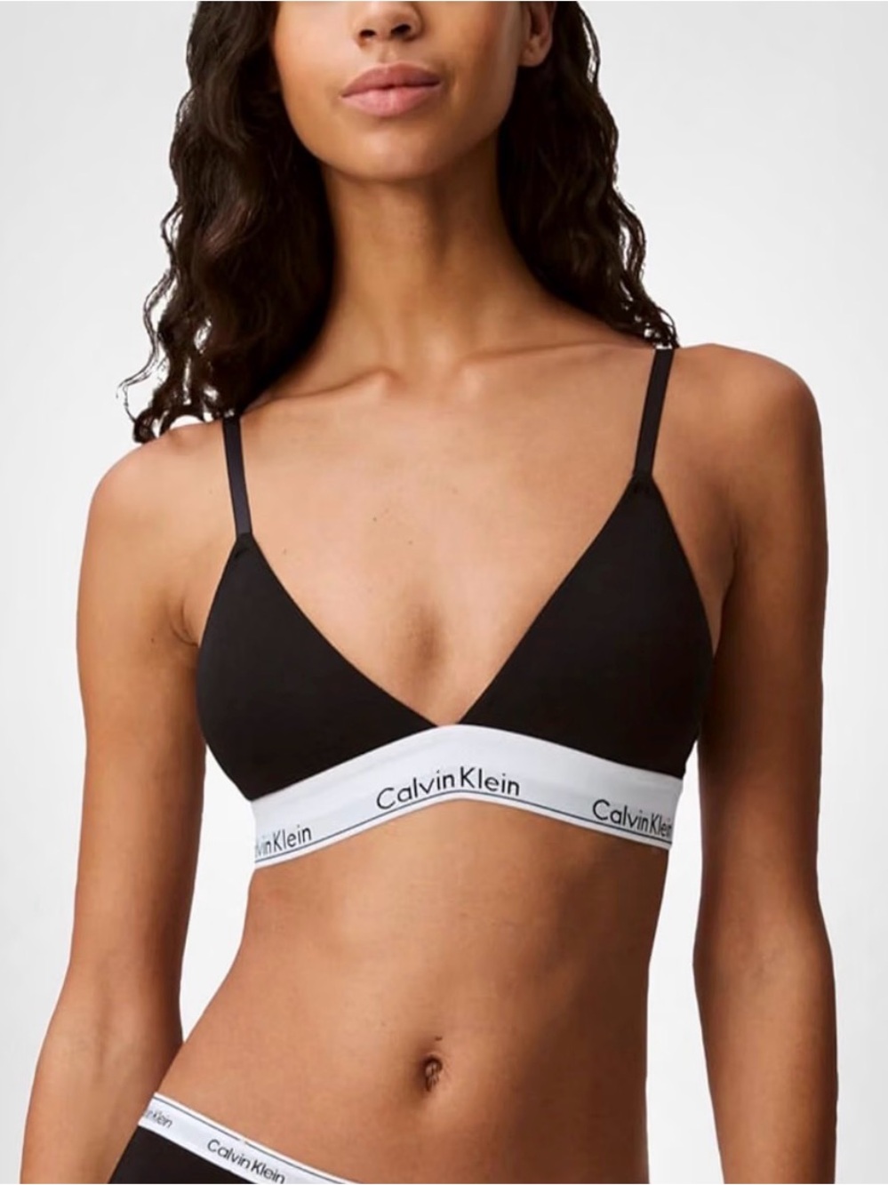 Calvin Klein Black Triangle Bralette with White Logo Band
